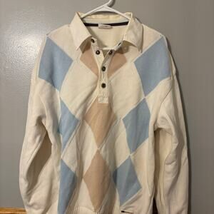 Vintage 90s Diamond Pattern Collared Sweater Polo Mens Large